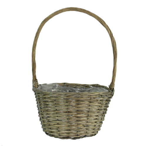 Round Grey Willow Basket with Handle (30cm)