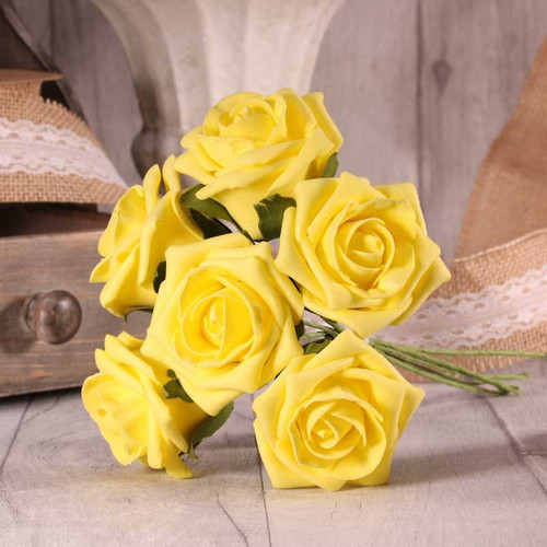 Bunch of 6 Lemon Foam Tea Rose Bunch of 6 Lemon Foam Tea Rose