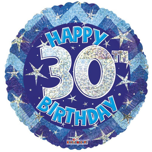 Blue Holographic Happy 30th Birthday Balloon (18 inch) Blue Holographic Happy 30th Birthday Balloon (18 inch)