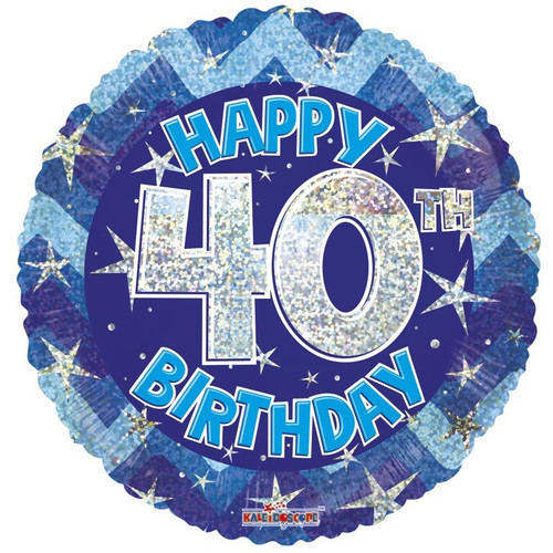 Blue Holographic Happy 40th Birthday Balloon (18 inch) Blue Holographic Happy 40th Birthday Balloon (18 inch)