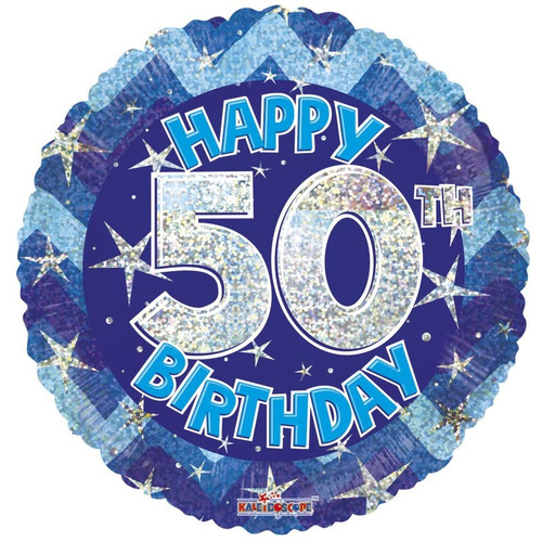 Blue Holographic Happy 50th Birthday Balloon (18 inch) Blue Holographic Happy 50th Birthday Balloon (18 inch)