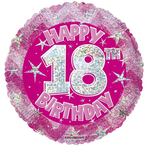 Pink Holographic Happy 18th Birthday Balloon (18 inch) Pink Holographic Happy 18th Birthday Balloon (18 inch)