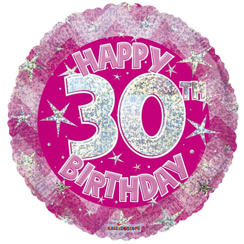 Pink Holographic Happy 30th Birthday Balloon (18 inch) Pink Holographic Happy 30th Birthday Balloon (18 inch)
