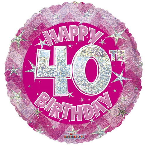 Pink Holographic Happy 40th Birthday Balloon (18 inch) Pink Holographic Happy 40th Birthday Balloon (18 inch)