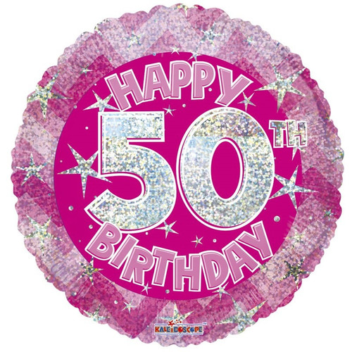 Pink Holographic Happy 50th Birthday Balloon (18 inch) Pink Holographic Happy 50th Birthday Balloon (18 inch)