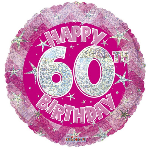Pink Holographic Happy 60th Birthday Balloon (18 inch) Pink Holographic Happy 60th Birthday Balloon (18 inch)