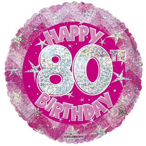 Pink Holographic Happy 80th Birthday Balloon (18 inch) Pink Holographic Happy 80th Birthday Balloon (18 inch)