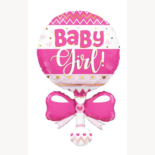 Pink Baby Rattle Super Shape Balloon Pink Baby Rattle Super Shape Balloon