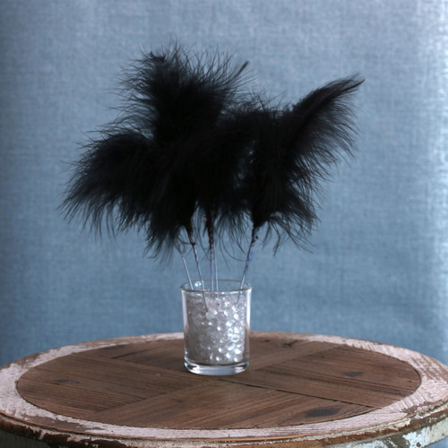 Black Fluff Feathers (6 Pack)
