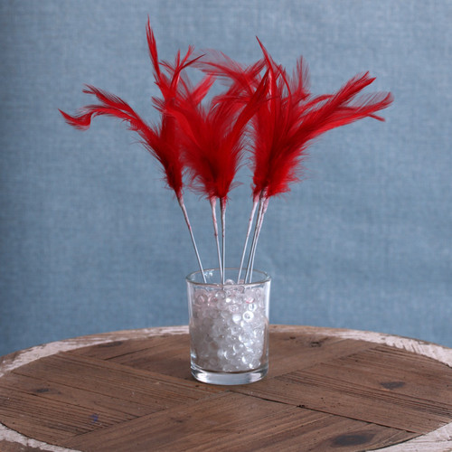 Red Narrow Fluff Feathers (6 Pack) Red Narrow Fluff Feathers (6 Pack)