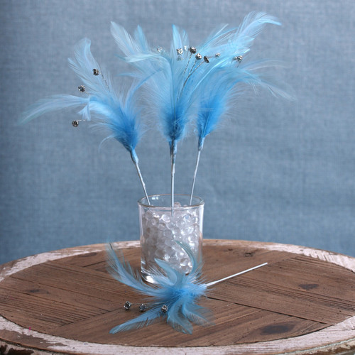 Baby Blue Diamante Feathers (6 Pack) Baby Blue Diamante Feathers (6 Pack)