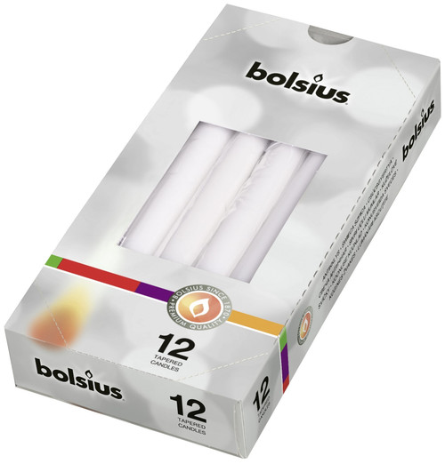 Bolsius White Taper Candles (Pack of 12) Bolsius White Taper Candles (Pack of 12)