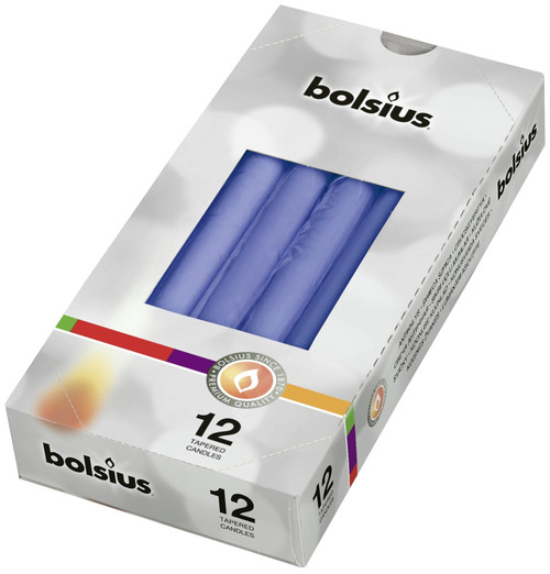Bolsius Cornflower BlueÂ Taper Candles (Pack of 12)