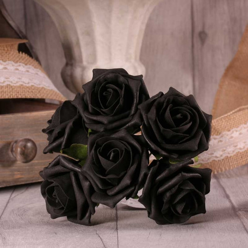 Bunch of 6 Black Foam Tea Rose Bunch of 6 Black Foam Tea Rose