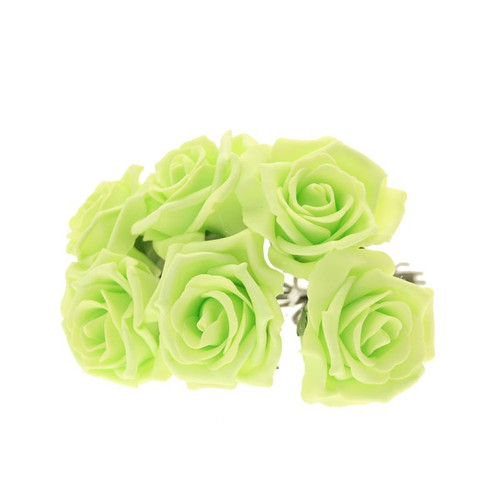 Bunch of 6 Lime Foam Tea Rose
