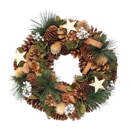 Woodland Natural Wreath with Stars