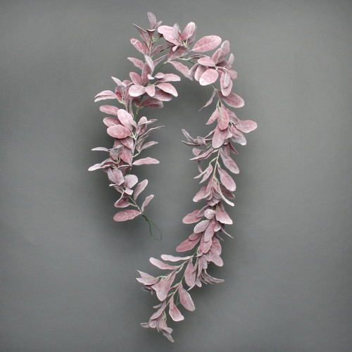 Burgundy Glitter Flocked Lambs Ear Garland Burgundy Glitter Flocked Lambs Ear Garland