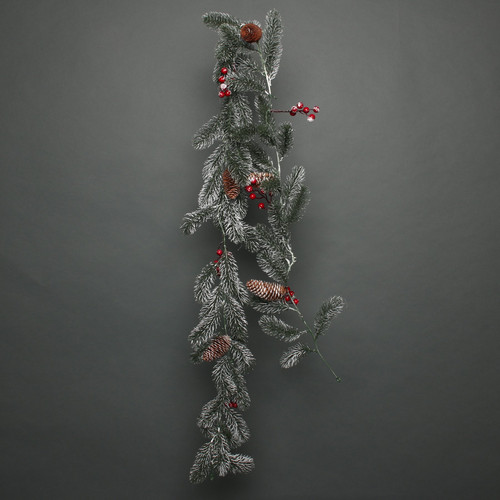 Snowy Pine Garland with Red Berries (180cm) Snowy Pine Garland with Red Berries (180cm)