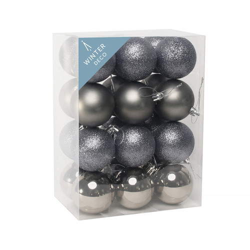 Pewter Shatterproof Baubles (6cm) (24 pieces) Pewter Shatterproof Baubles (6cm) (24 pieces)