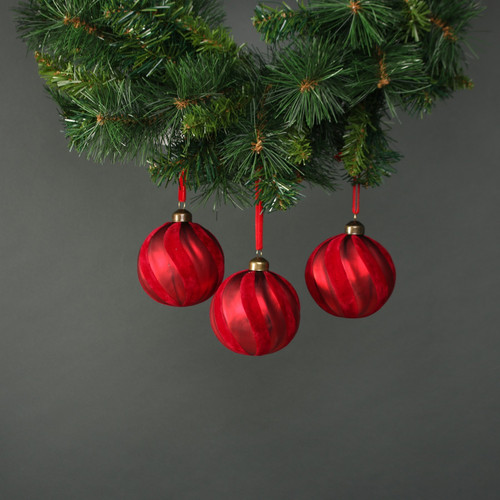 Kaia 8cm Glass Red Velvet Bauble (Set of 4) Kaia 8cm Glass Red Velvet Bauble (Set of 4)