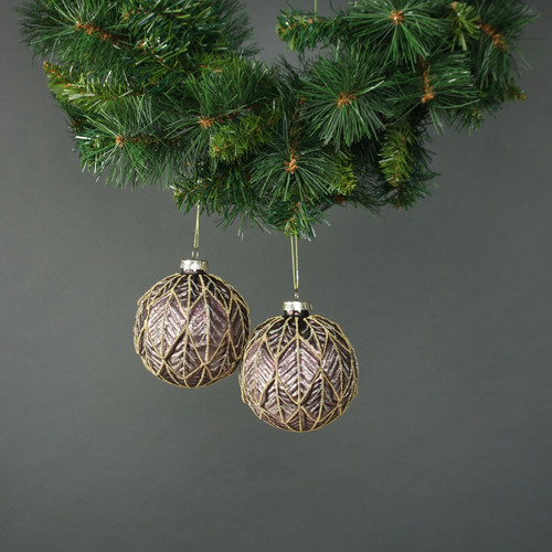 Freya Rose 10cm Glass Bauble Dark Purple (Set of 4) Freya Rose 10cm Glass Bauble Dark Purple (Set of 4)