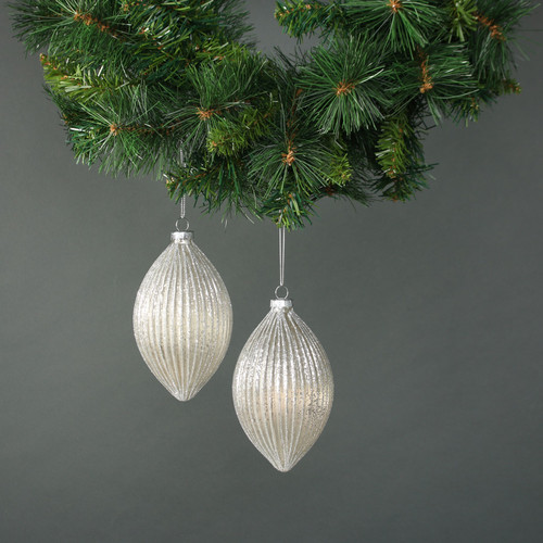 Calista Glass Drop Bauble White (Set of 4) Calista Glass Drop Bauble White (Set of 4)