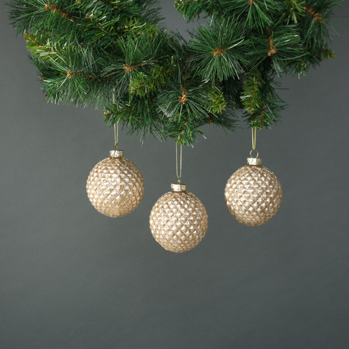Tiana 8cm Glass Small Diamond Bauble Gold (Set of 4) Tiana 8cm Glass Small Diamond Bauble Gold (Set of 4)