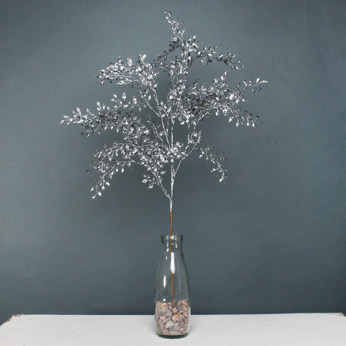 Pewter Glitter mini leaf spray 