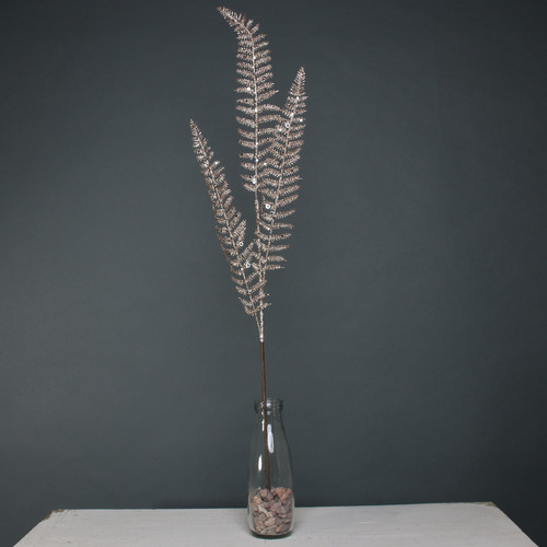  Champagne Glitter 3 leaf Palm Spray