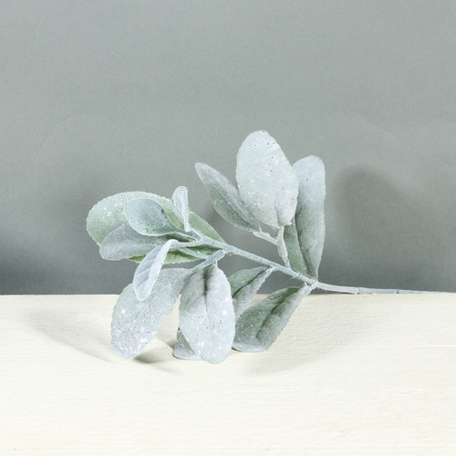 Small Green Glitter Flocked lambs Ear Stem Small Green Glitter Flocked lambs Ear Stem
