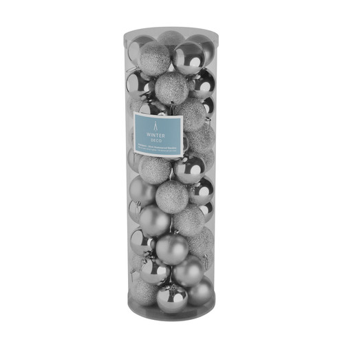 50 Silver Baubles (10cm) 50 Silver Baubles (10cm)