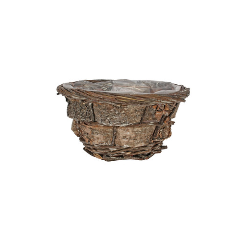 Round Willow and Bark Basket (20cm)