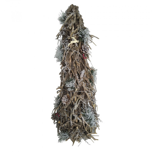 84cm Wooden Frosted Decorative Christmas Twig Tree with Lights 