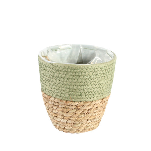 16cm Round Two Tone Seagrass and Green Paper Basket 16cm Round Two Tone Seagrass and Green Paper Basket