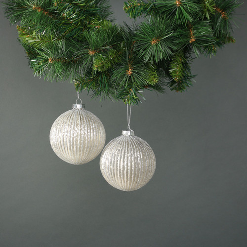 Calista 10cm Glass Bauble White (Set of 4) Calista 10cm Glass Bauble White (Set of 4)
