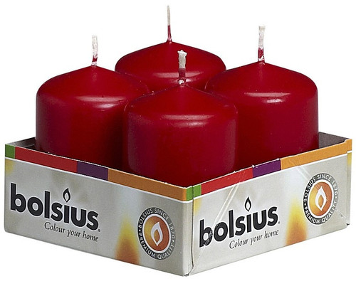 Bolsius Pillar candles Wine Red 60mm x 40 mm (tray of 4) Bolsius Pillar candles Wine Red 60mm x 40 mm (tray of 4)