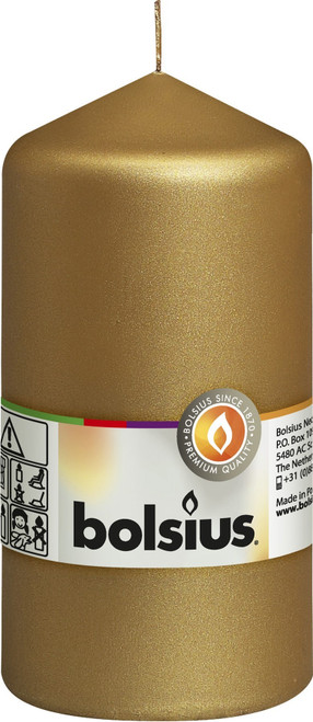 Gold Bolsius Pillar Candle (130mm x 68mm) Gold Bolsius Pillar Candle (130mm x 68mm)