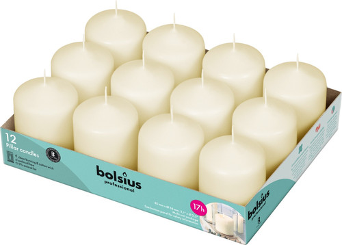12 Bolsius Professional Pillar Candle - Ivory (78mm/58mm) 12 Bolsius Professional Pillar Candle - Ivory (78mm/58mm)