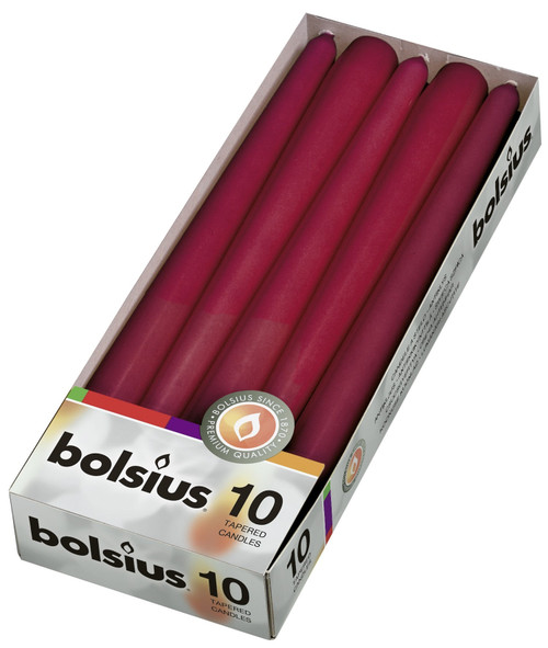 Wine Red Bolsius Tapered Candles (Pack of 10) Wine Red Bolsius Tapered Candles (Pack of 10)