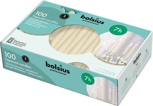 100 Bolsius Professional Tapered Candles- Ivory (240mm x 23mm) 100 Bolsius Professional Tapered Candles- Ivory (240mm x 23mm)