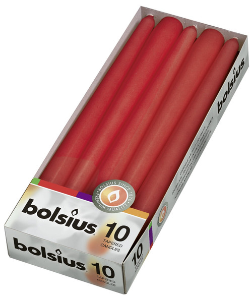 Bolsius Tapered Candles Pack 10 - Red Bolsius Tapered Candles Pack 10 - Red
