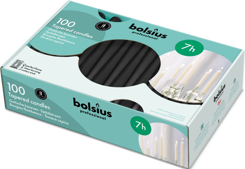 100 Bolsius Professional Black Tapered Candle- Black (240mm/23mm) 100 Bolsius Professional Black Tapered Candle- Black (240mm/23mm)