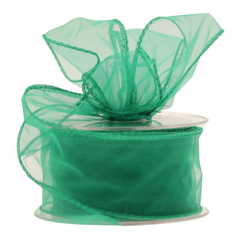 Emerald Wired Edge Organza Ribbon Emerald Wired Edge Organza Ribbon