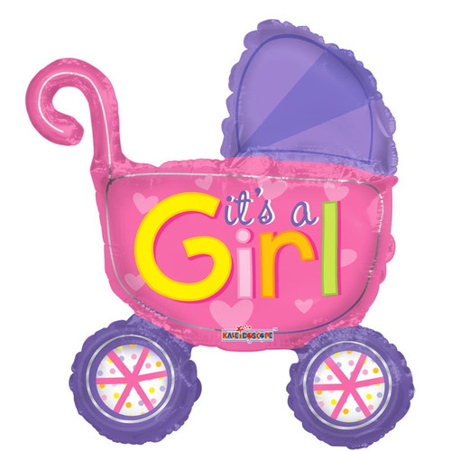 14" Baby Girl Stroller Balloon 14" Baby Girl Stroller Balloon