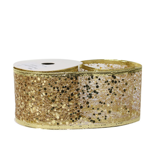 Gold Glitter mesh ribbon 63mm x 10 yards Gold Glitter mesh ribbon 63mm x 10 yards