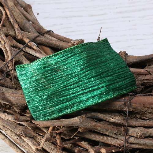 Green Metallic Crinkle Ribbon (10yd)