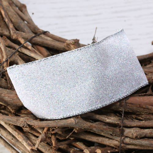 White Glitter Ribbon (63mm x 10yd) White Glitter Ribbon (63mm x 10yd)