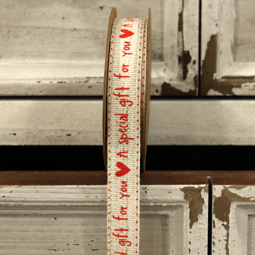 'A Special Gift for you' Red Linen Ribbon 15mm 'A Special Gift for you' Red Linen Ribbon 15mm
