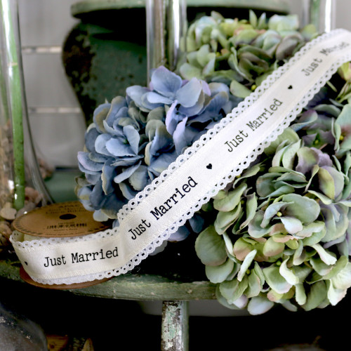 40mm Just Married Linen Ribbon 40mm Just Married Linen Ribbon