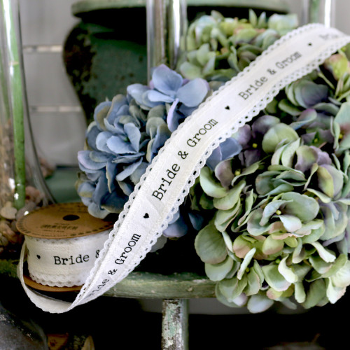 40mm Bride & Groom Linen Ribbon 40mm Bride & Groom Linen Ribbon